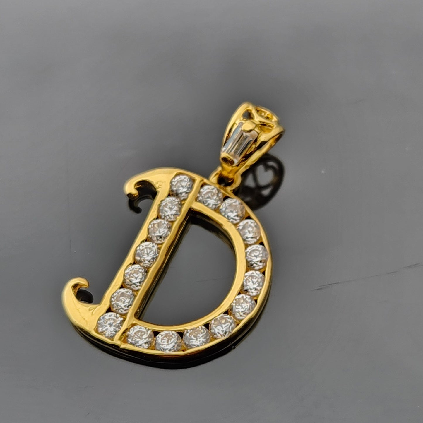 22K Solid Gold Letter Pendant P1691