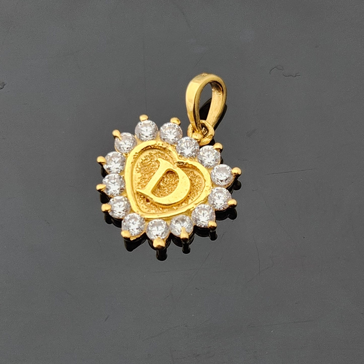 22K Solid Gold Letter Pendant P1692