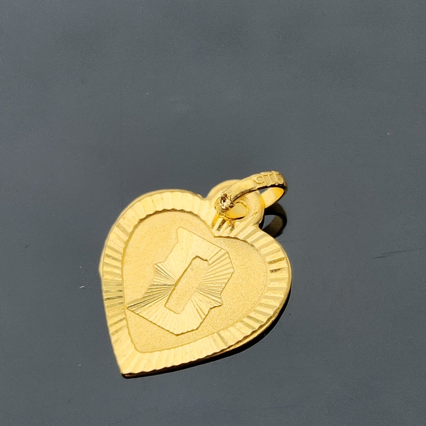 22K Solid Gold Letter Pendant P1696