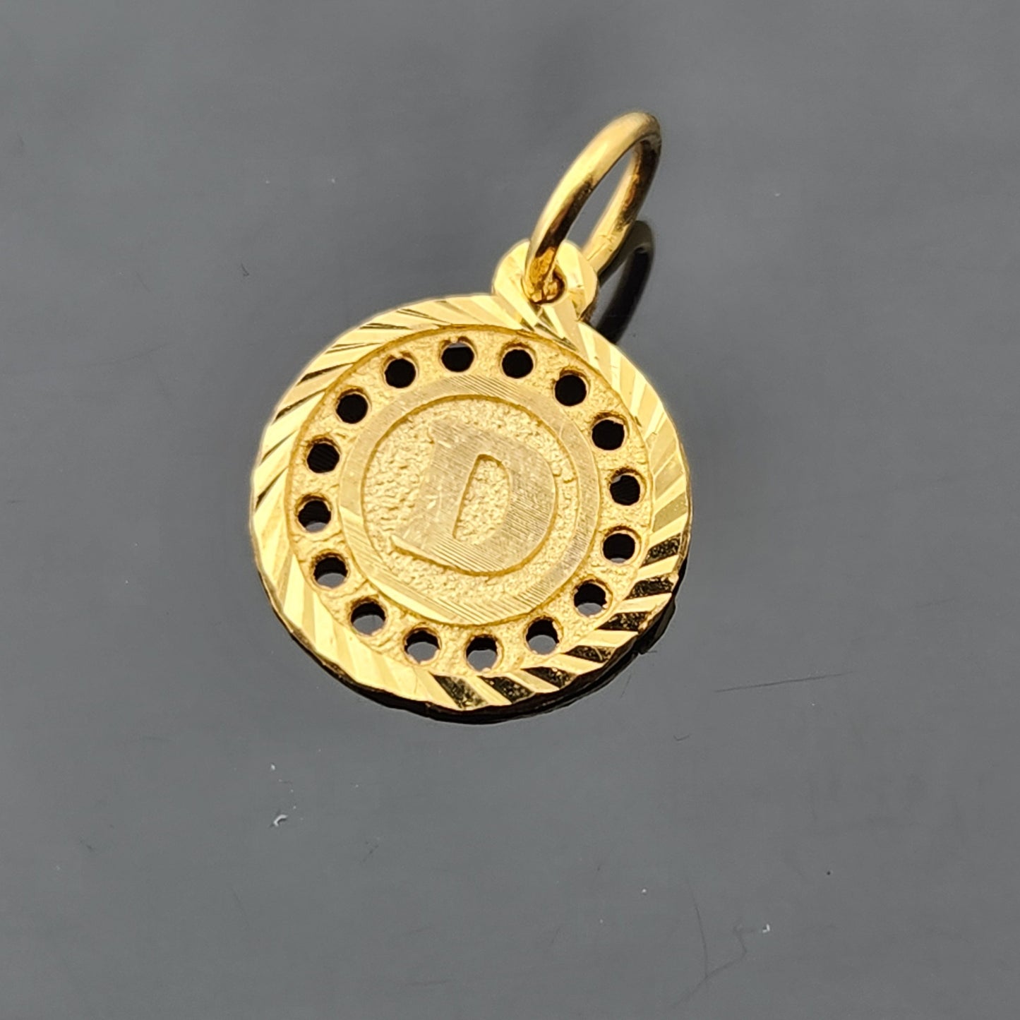 22K Solid Gold Letter Pendant P1697