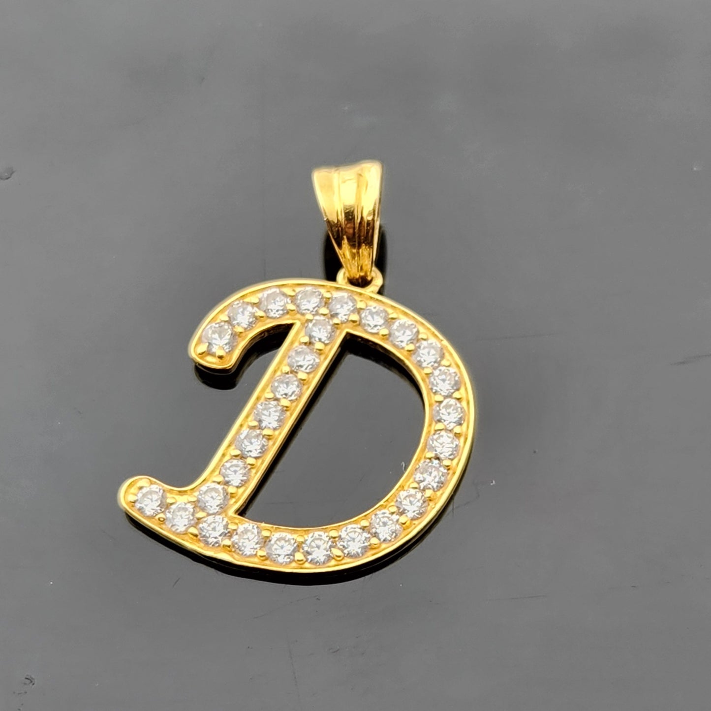 22K Solid Gold Letter Pendant P1698