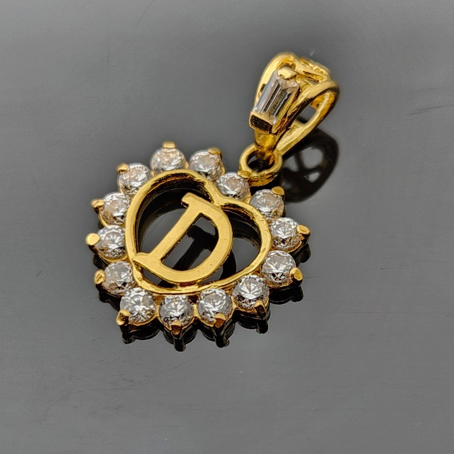 22K Solid Gold Letter Pendant P1702