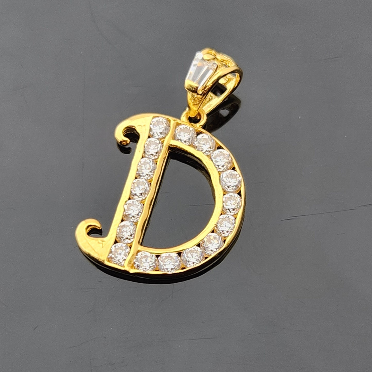 22K Solid Gold Letter Pendant P1703