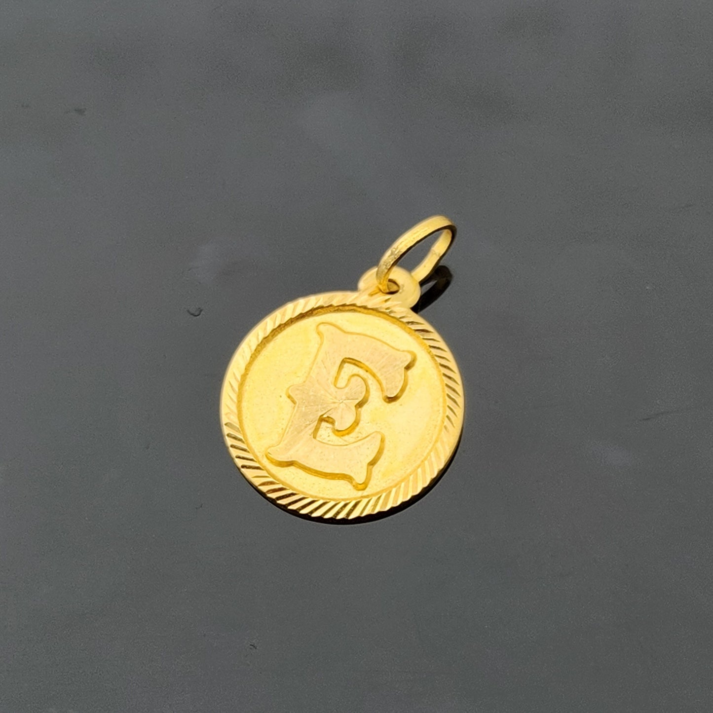 22K Solid Gold Letter Pendant P1706