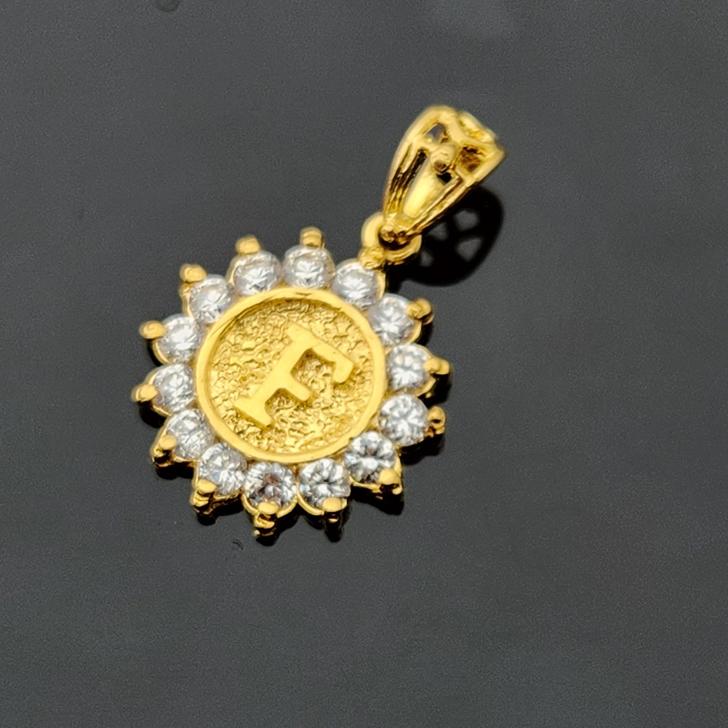 22K Solid Gold Letter Pendant P1715
