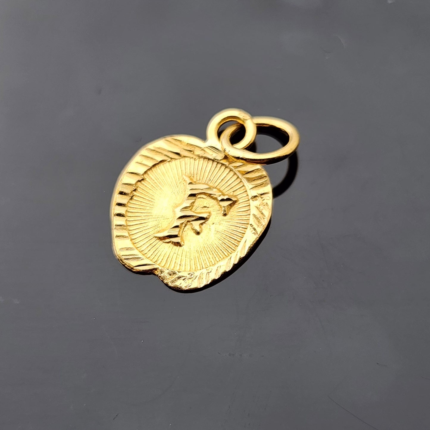 22K Solid Gold Letter Pendant P1717