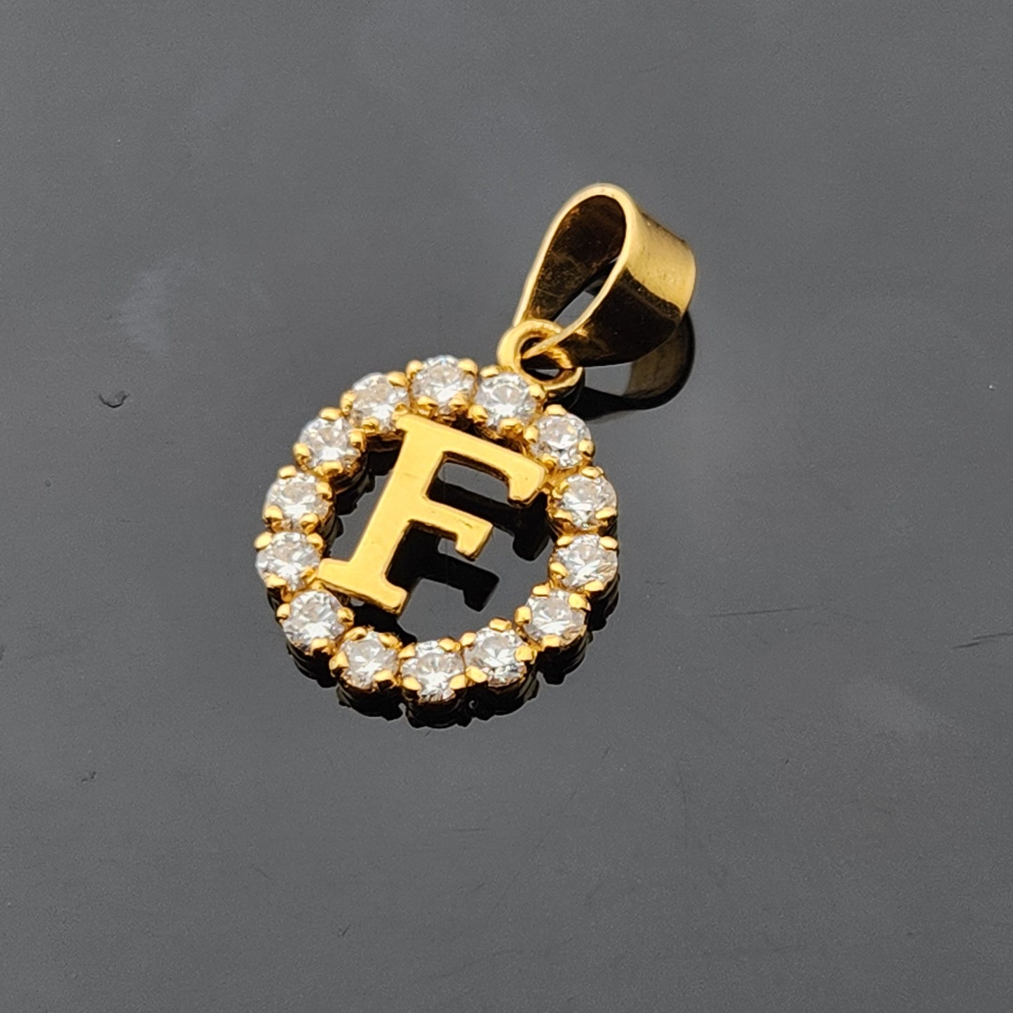 22K Solid Gold Letter Pendant P1718
