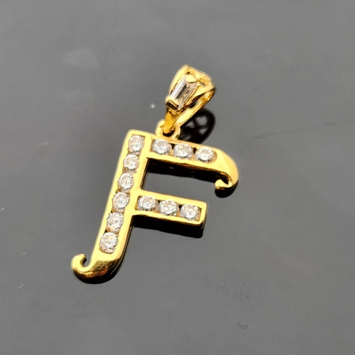 22K Solid Gold Letter Pendant P1721