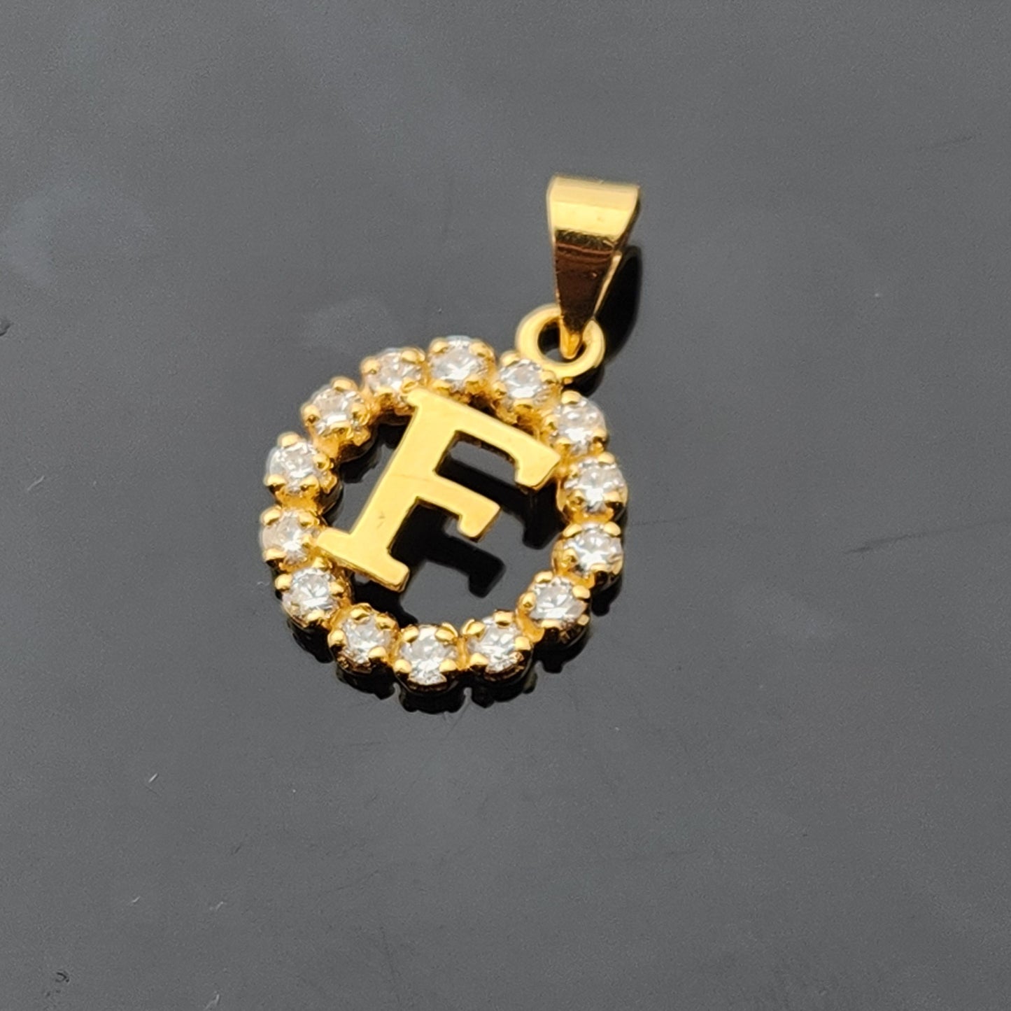 22K Solid Gold Letter Pendant P1722