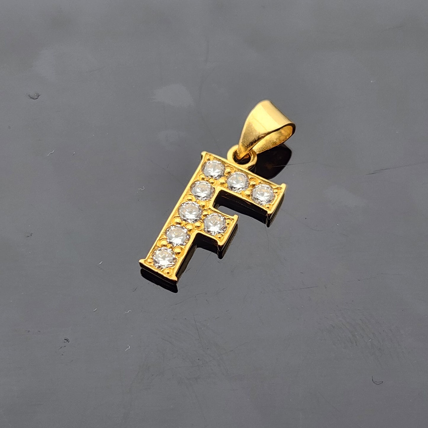 22K Solid Gold Letter Pendant P1723