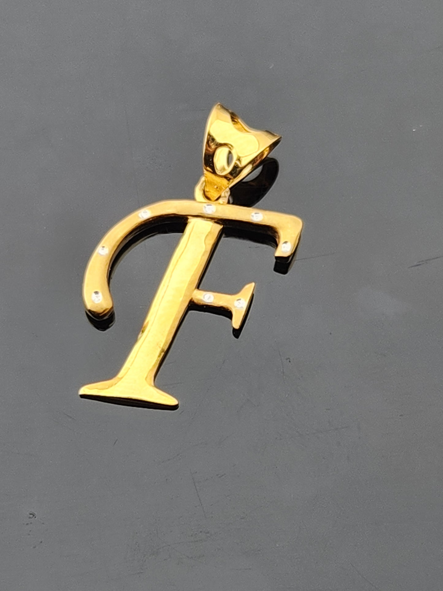 22K Solid Gold Letter Pendant P1725