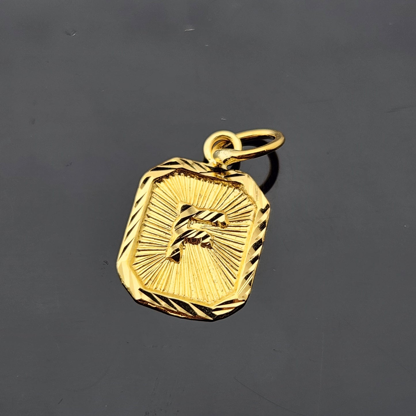 22K Solid Gold Letter Pendant P1728
