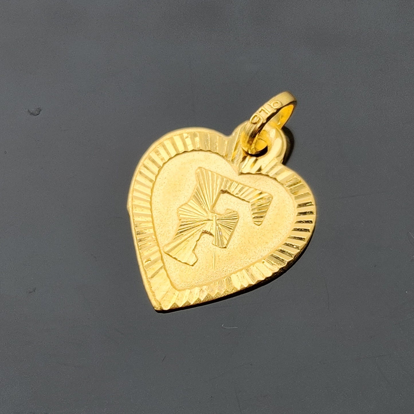 22K Solid Gold Letter Pendant P1729