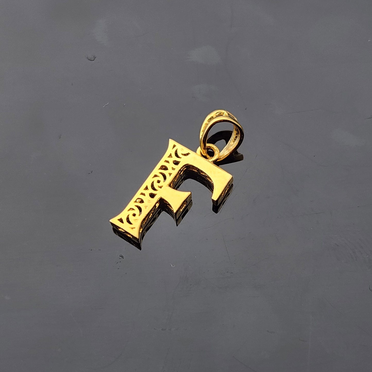 21K Solid Gold Letter Pendant P1734