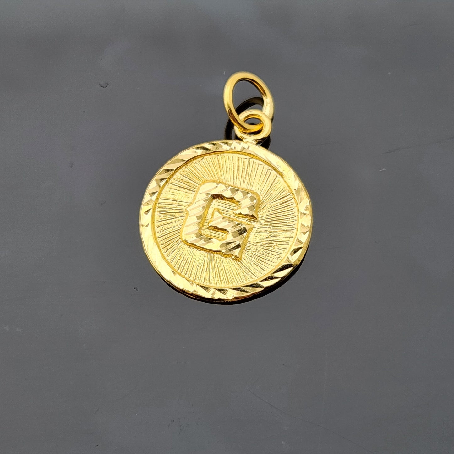 22K Solid Gold Letter Pendant P1737