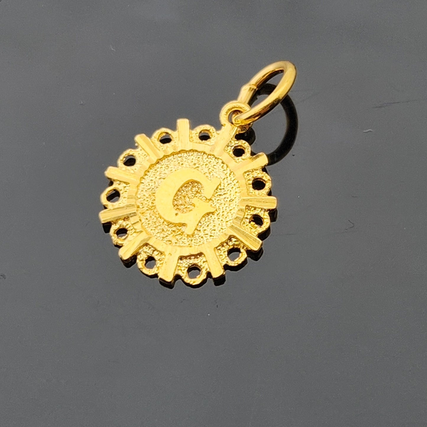 22K Solid Gold Letter Pendant P1739