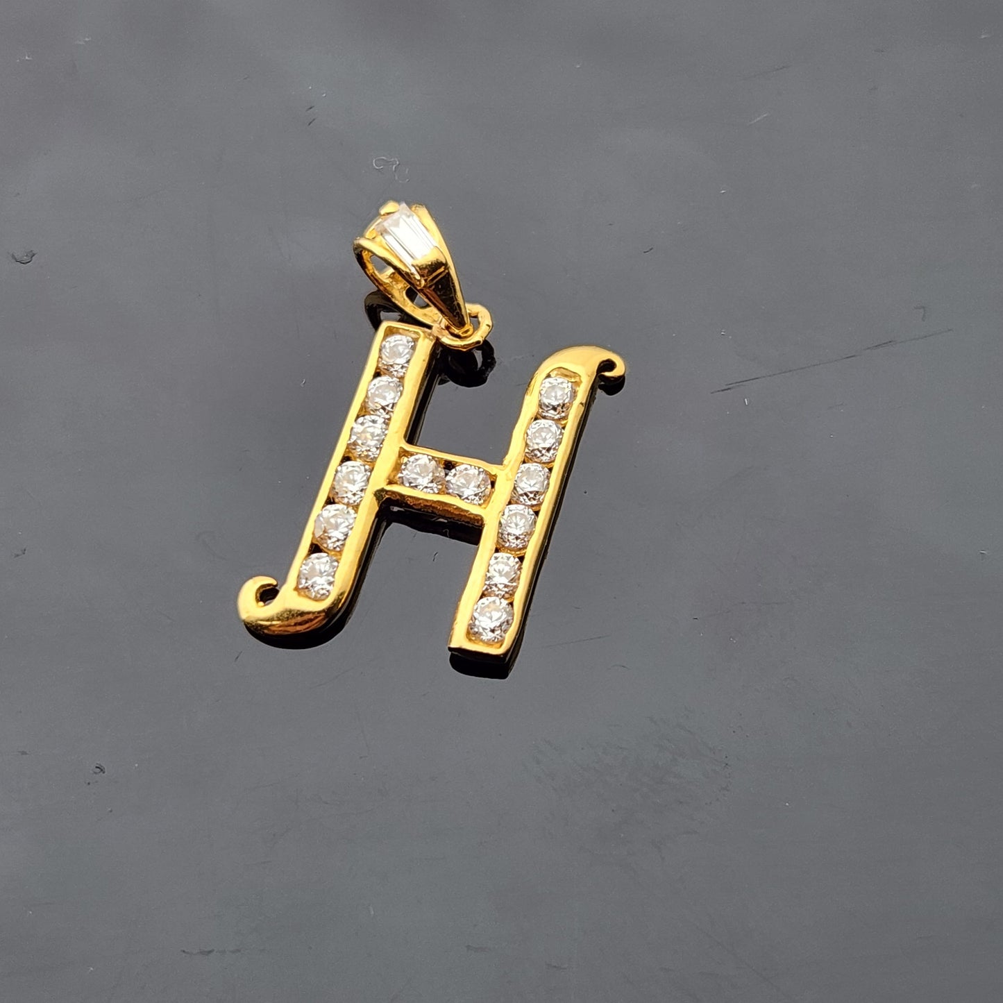 22K Solid Gold Letter Pendant P1753