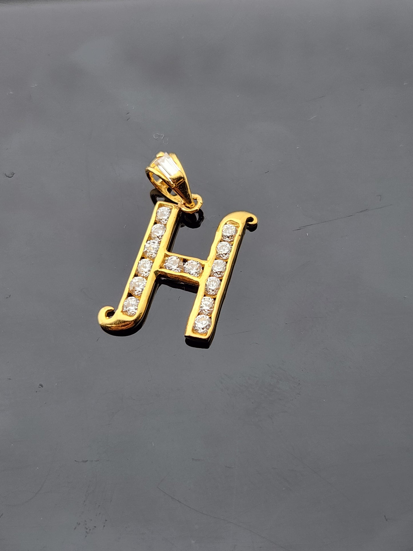 22K Solid Gold Letter Pendant P1753