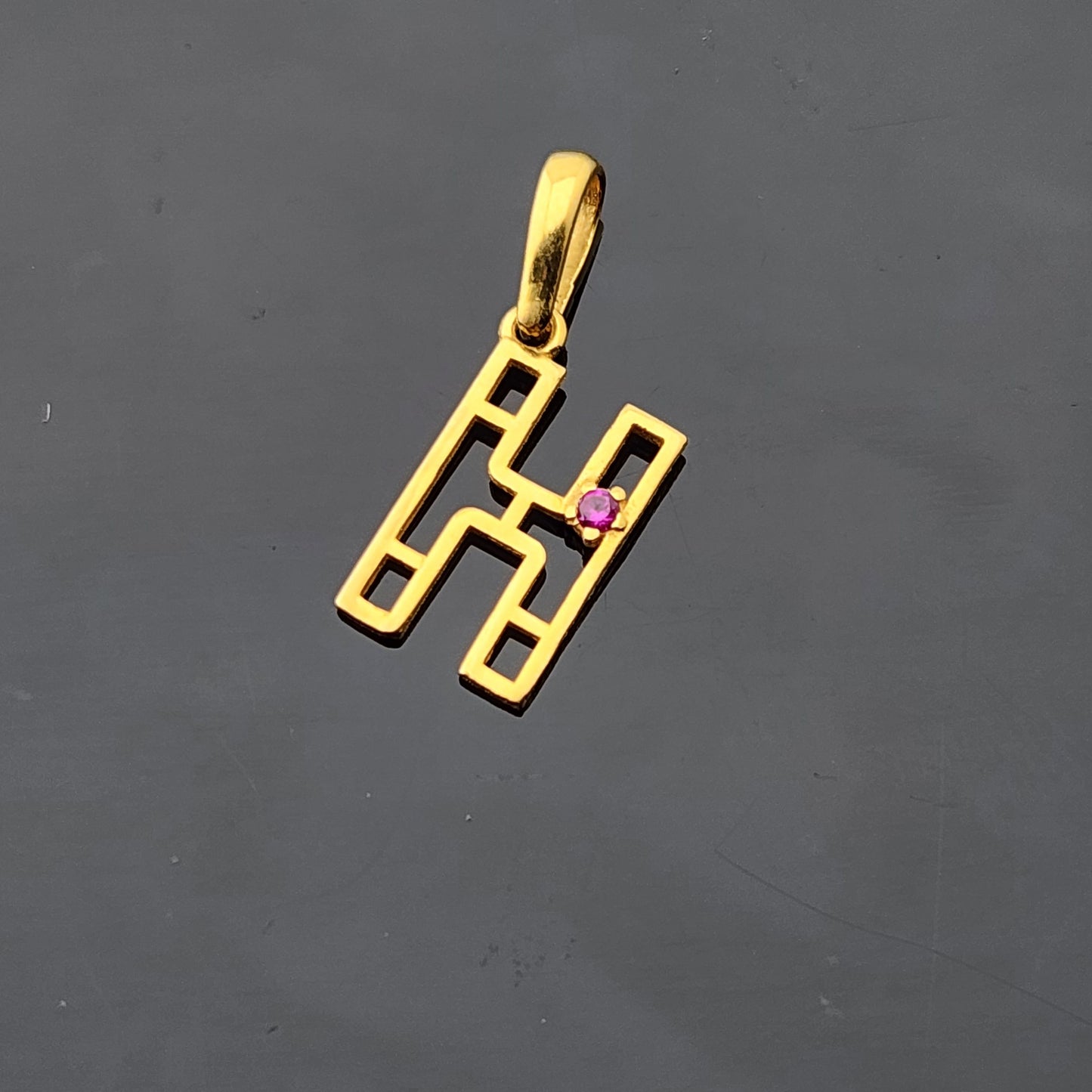 21K Solid Gold Letter Pendant P1756