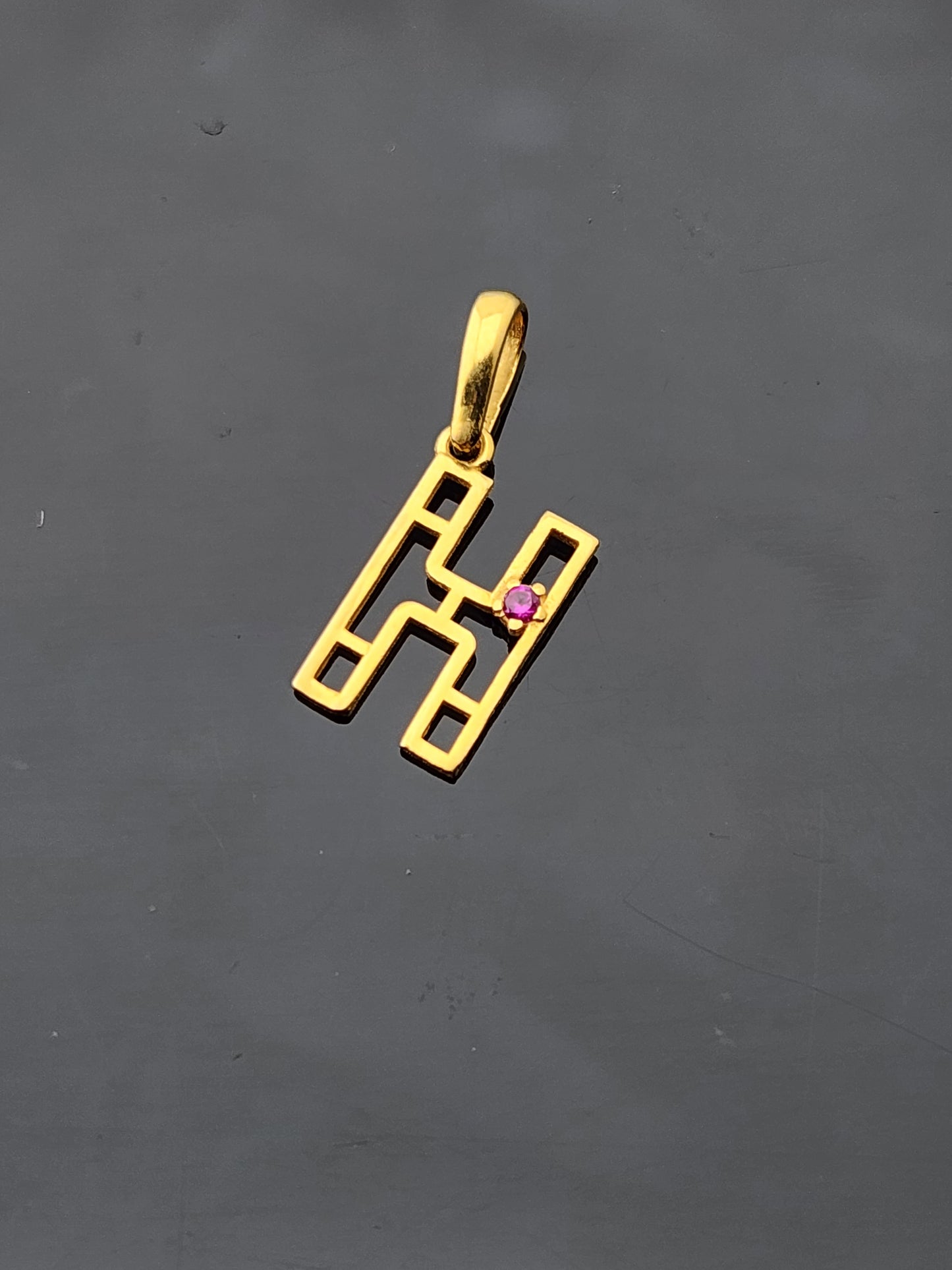 21K Solid Gold Letter Pendant P1756
