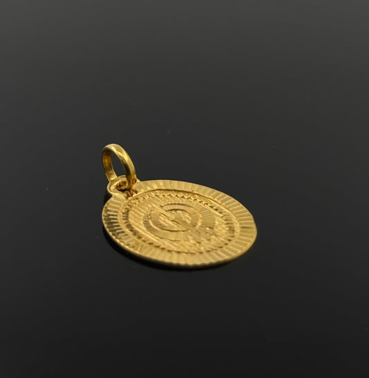 22K Solid Gold Sikh Pendant P190