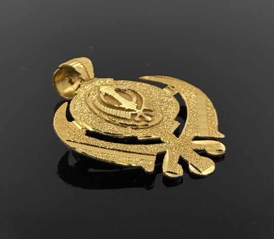 22K Solid Gold Sikh Pendants P214