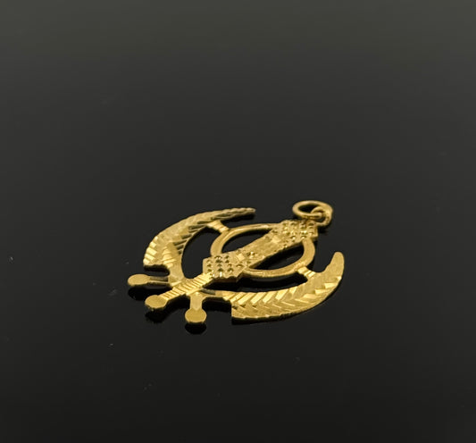 22K Solid Gold Sikh Pendants P221