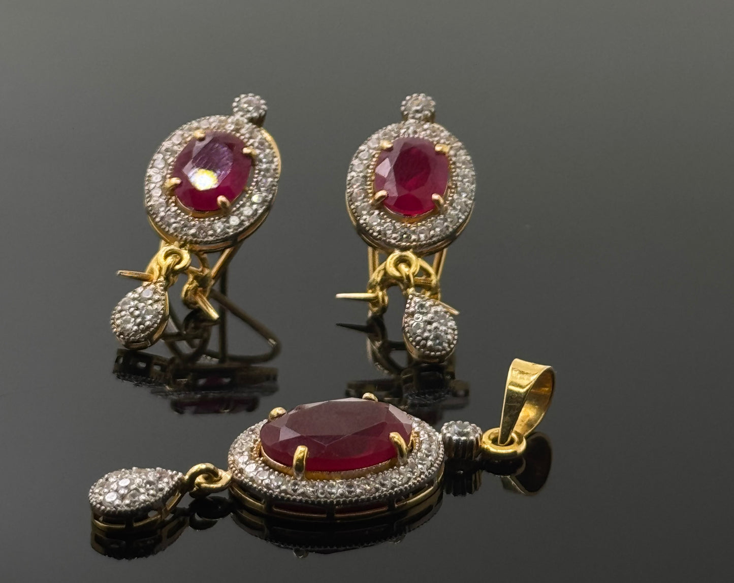 21K Solid Gold Fancy Pendant Sets PS104