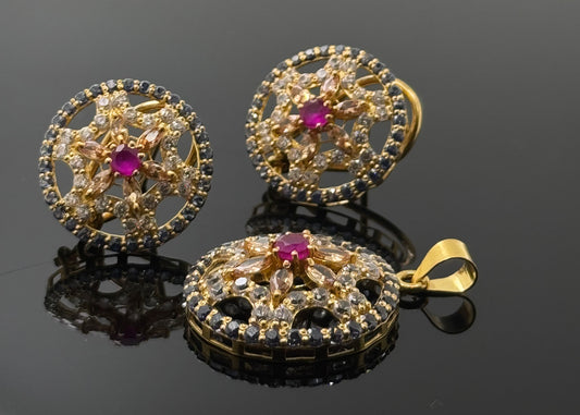 22K Solid Gold Fancy Pendant Sets PS109