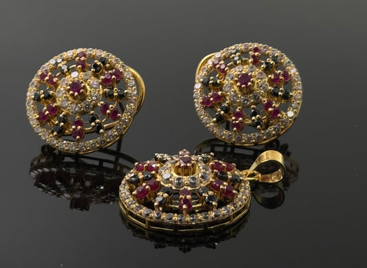 22K Solid Gold Fancy Pendant Sets PS110