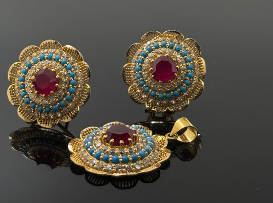 22K Solid Gold Fancy Pendant Sets PS111