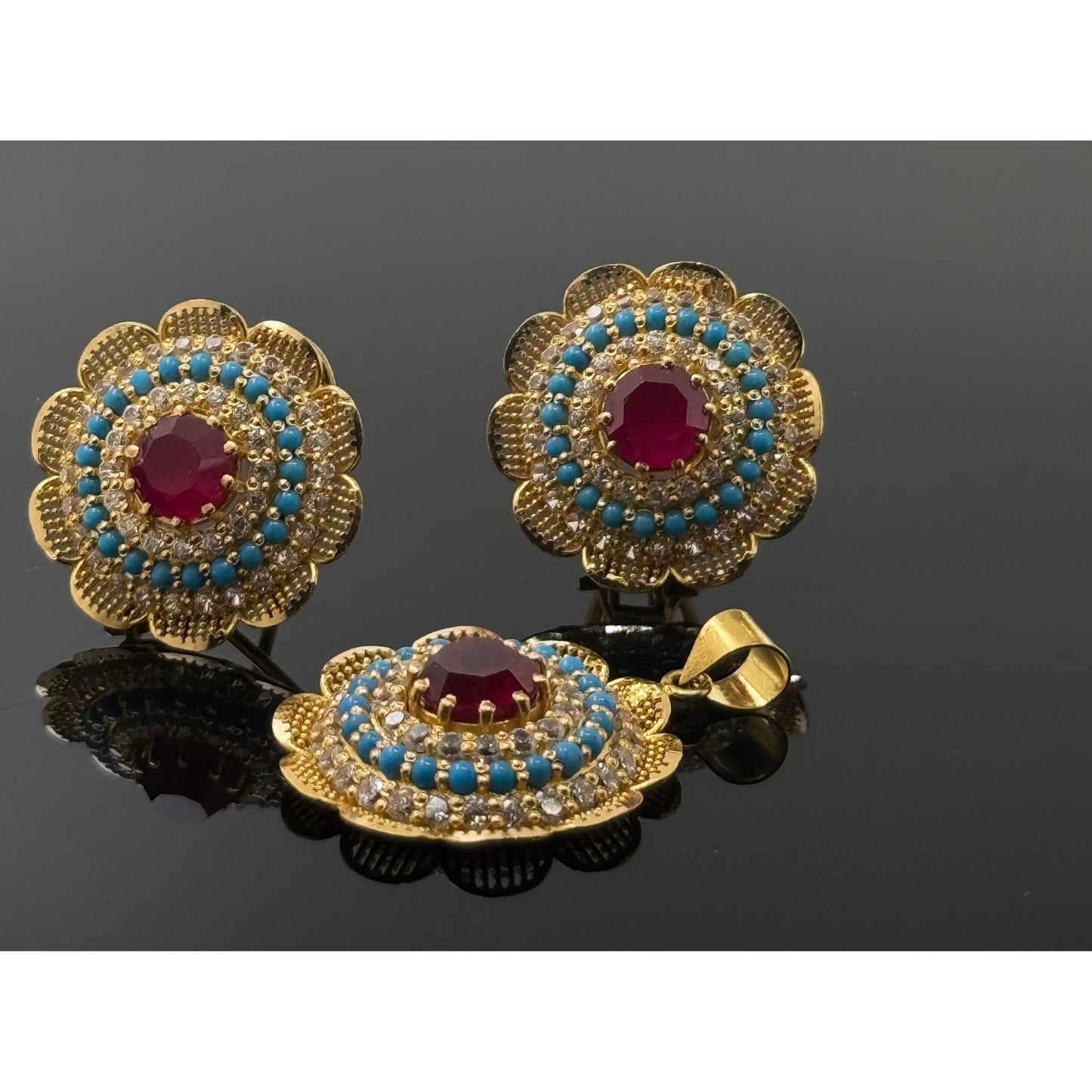 22K Solid Gold Fancy Pendant Sets PS111