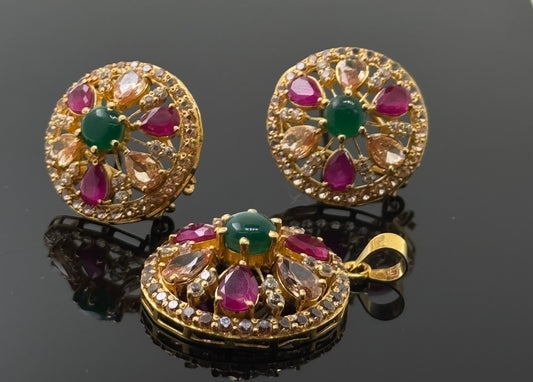 22K Solid Gold Fancy Pendant Sets PS112