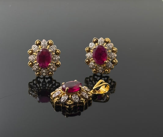 22K Solid Gold Fancy Pendant Sets PS124