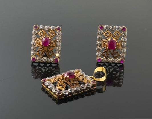 22K Solid Gold Fancy Pendant Sets PS127