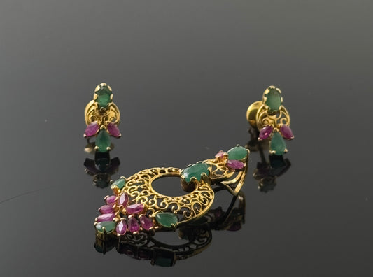 22K Solid Gold Fancy Pendant Sets PS129