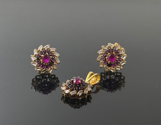 22K Solid Gold Fancy Pendant Sets PS130