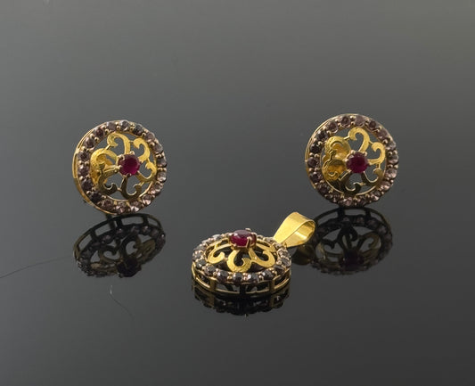 18K Solid Gold Fancy Pendant Sets PS136