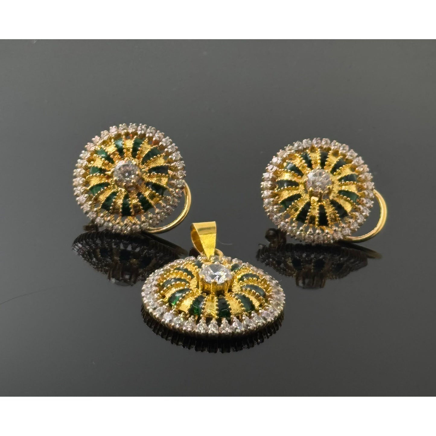 22K Solid Gold Fancy Pendant Sets PS149