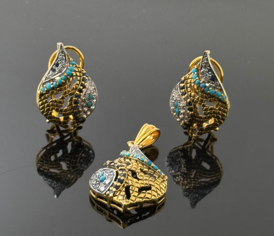 22K Solid Gold Fancy Pendant Sets PS157