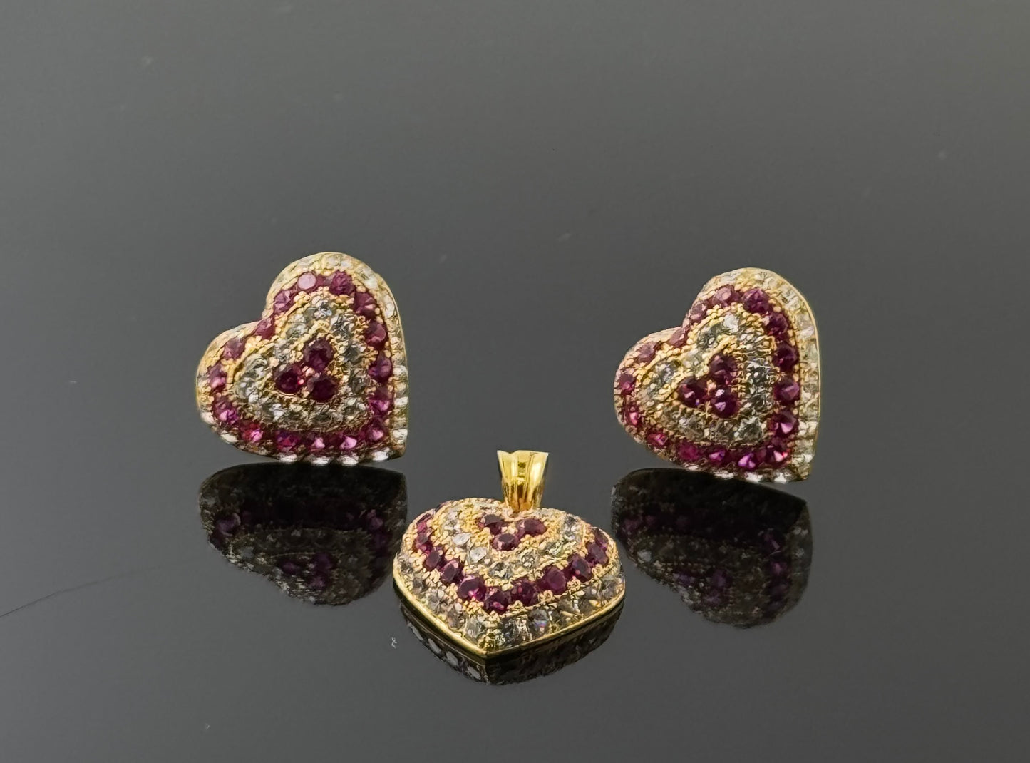 22K Solid Gold Fancy Pendant Sets PS159