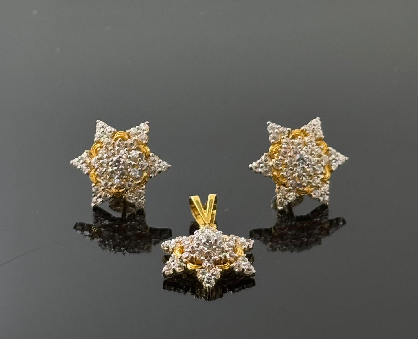 22K Solid Gold Fancy Pendant Sets PS166