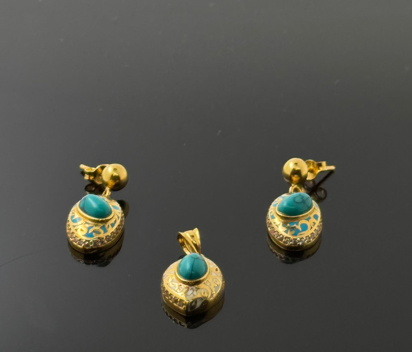 21K Solid Gold Fancy Pendant Sets PS194