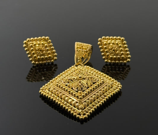 22K Solid Gold Fancy Pendant Sets PS210