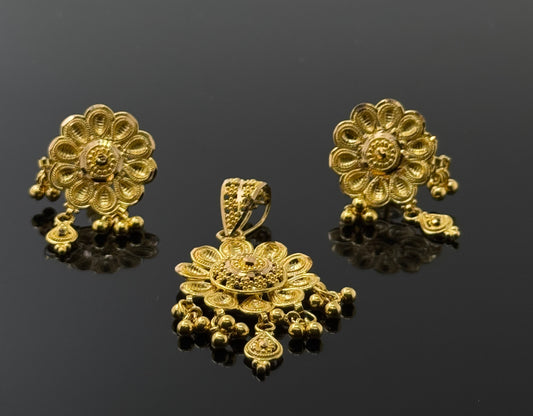 22K Solid Gold Fancy Pendant Sets PS213