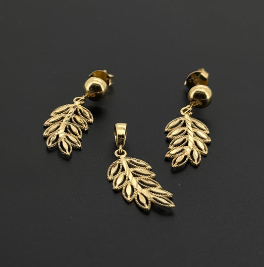 18K Solid Gold Fancy Pendant Sets PS219