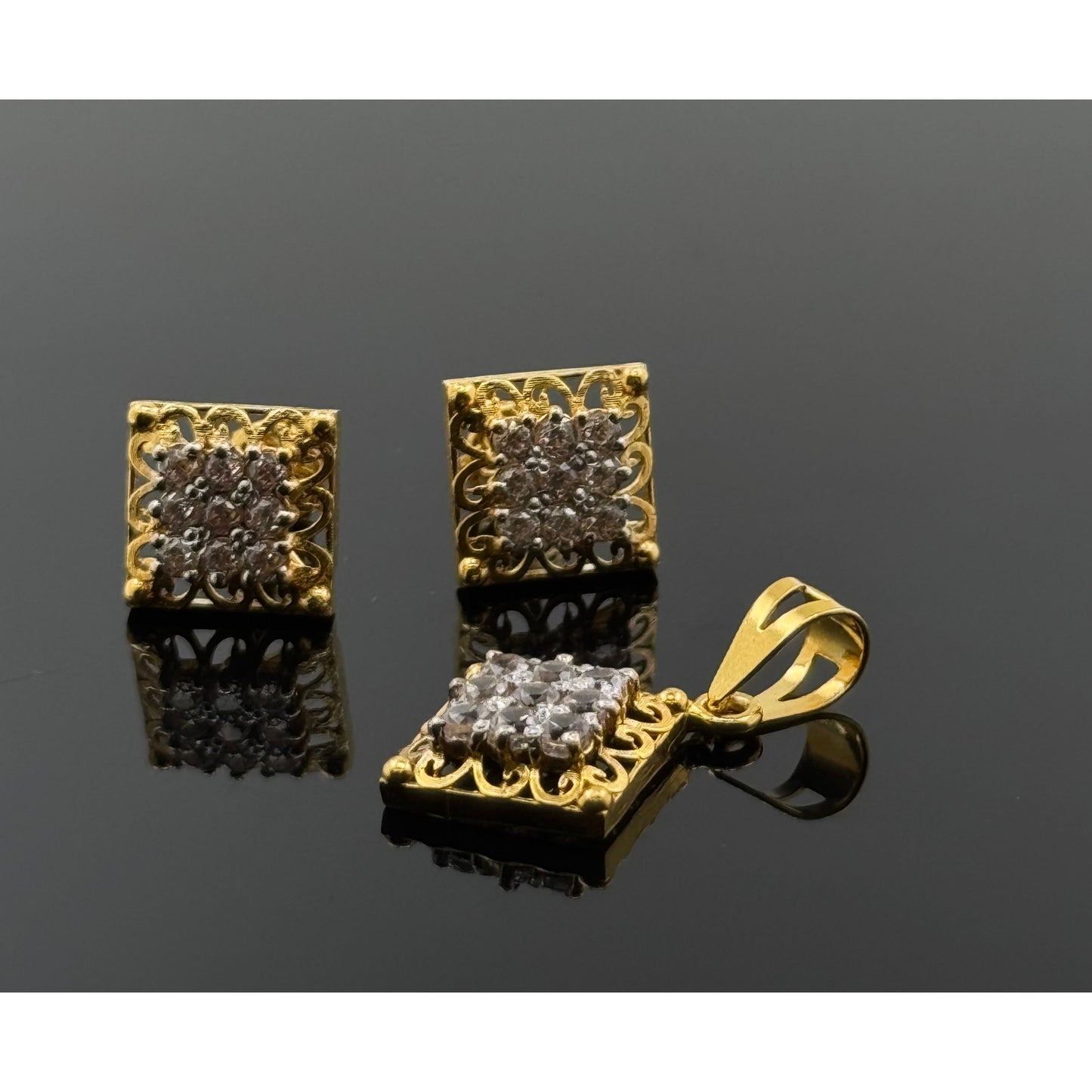 22K Solid Gold Fancy Pendant Sets PS22