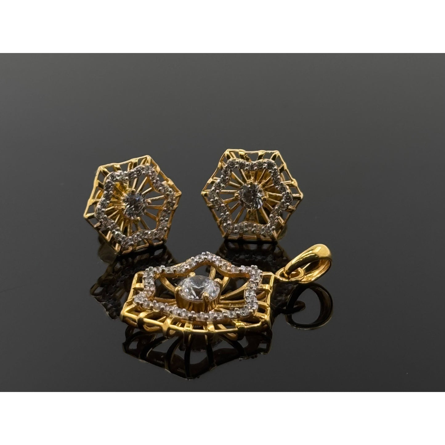 22K Solid Gold Fancy Pendant Sets PS27