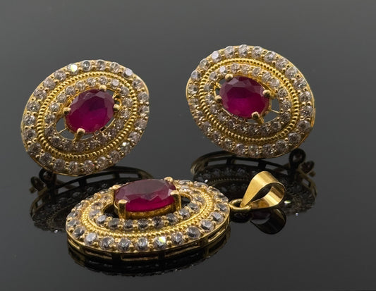 22K Solid Gold Fancy Pendant Sets PS31