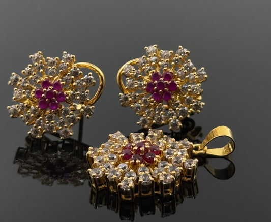 22K Solid Gold Fancy Pendant Sets PS33